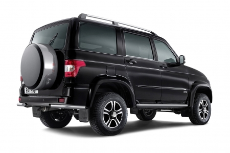 Защита заднего бампера угловая d63мм UAZ PATRIOT (нерж) 2014